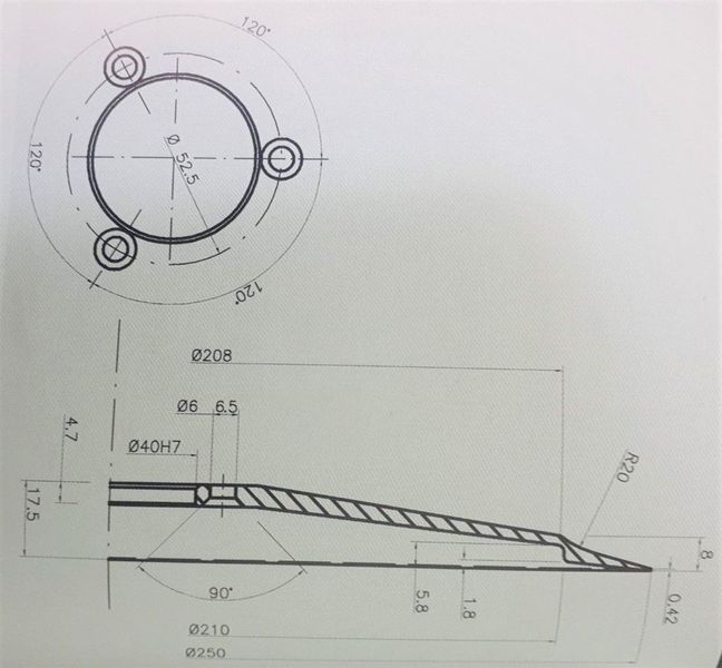 Ніж для слайсера 250 мм нержавіюча сталь SIRMAN / ESSEDUE / RGV / CELME 250mm фото
